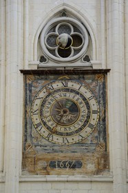 France, Seine Maritime, Pays de Caux, Cote d'Albatre, Fecamp, abbatiale de la Sainte-Trinite (abbey church of the Holy Trinity), astronomical clock with tides 1667