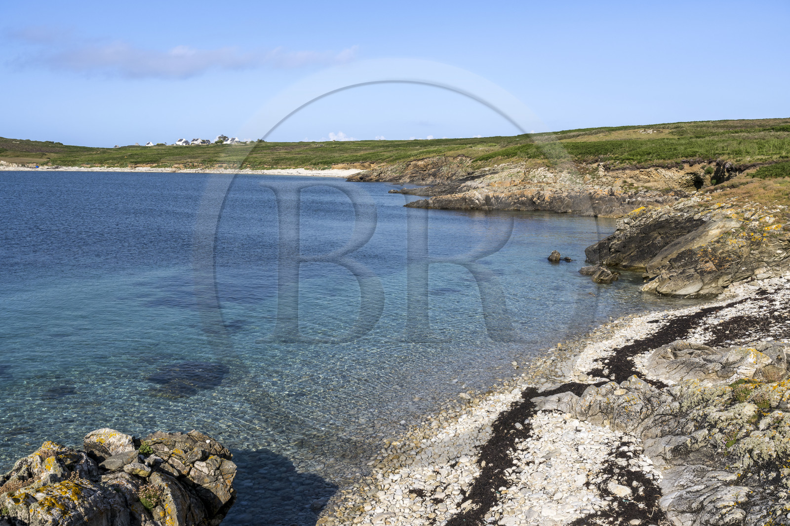 France, Finistère (29), Mer d'Iroise, Ile d'Ouessant, Baie de Lampaul, Porz Goret  sur la cote Sud