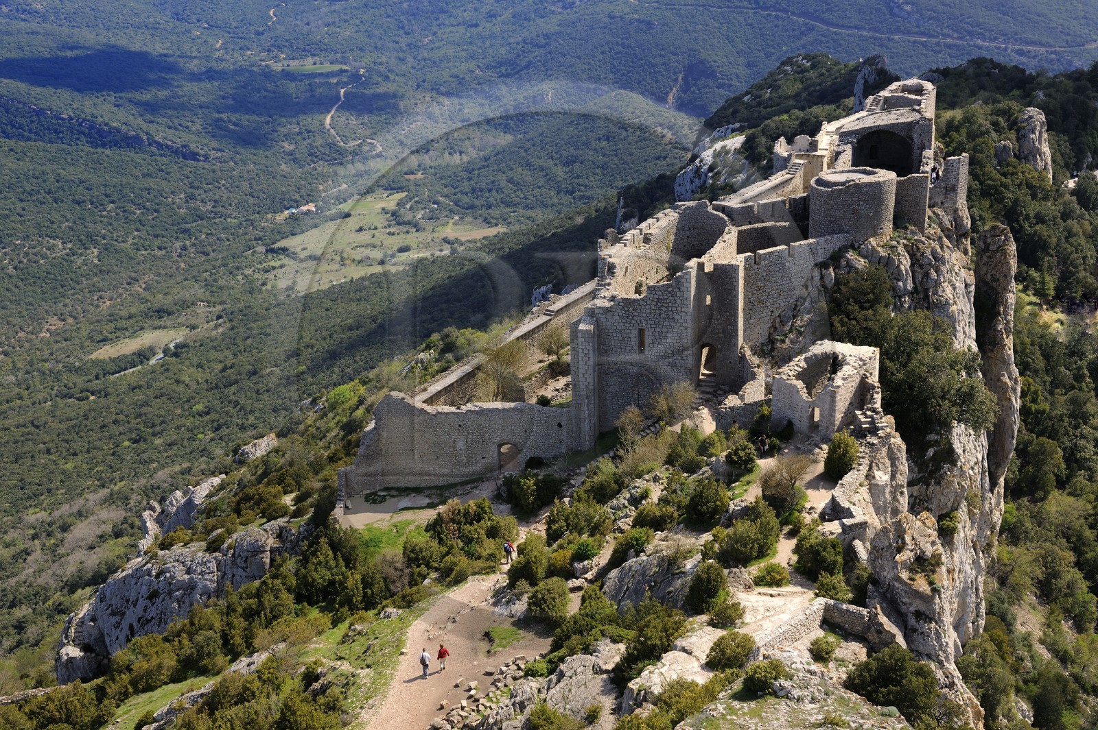 France, Aude, Peyrepertuse, the ruins of Cathar castle built in XIIth century