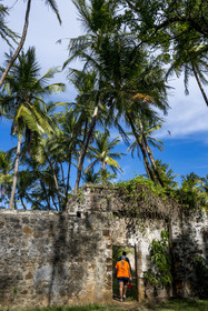 France, French Guiana, Kourou, Salvation Islands (Iles du Salut), Saint Joseph Island, ruin of the penal colony dedicated to the seclusion of the most difficult prisoners
