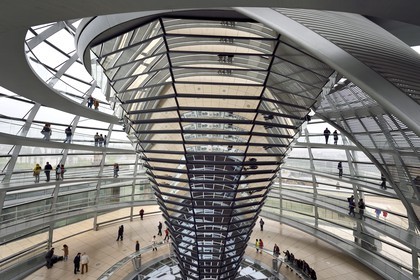 Germany, Berlin, Reichstag, Bundestag glass dome (German Parlement since 1999) by the architect Sir Norman Foster