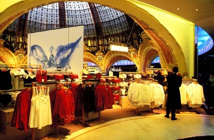 France, Paris, fashion show under the dome of Galeries Lafayette department store