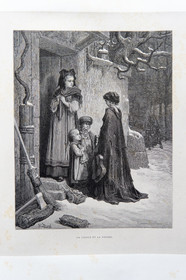 France, Aisne, Château-Thierry, Jean de La Fontaine Museum - city of Chateau-Thierry,  La Fontaine's Fables book, L. Hachette et Cie, illustrated edition (1867) by the designer and engraver Gustave Doré, the Ant and the Grasshopper fable I from book I
