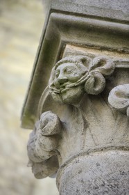 France, Aude, Saint-Martin-le-Vieil, the former Cistercian abbey of Villelongue, heads at the southwest pillar of the nave