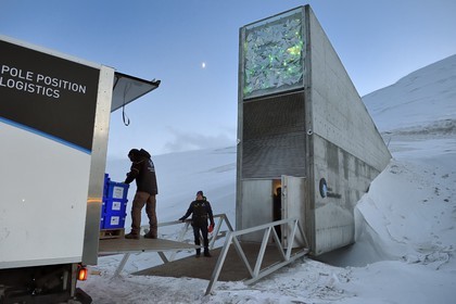 Norway, Svalbard, Spitzbergen, Longyearbyen, Svalbard Global Seed Vault (Seed Bank) provides a safety back-up for existing genebank collections, seed delivery by NordGen