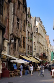 France, Indre et Loire, Tours, Place Plumereau and 15th century timber frame houses