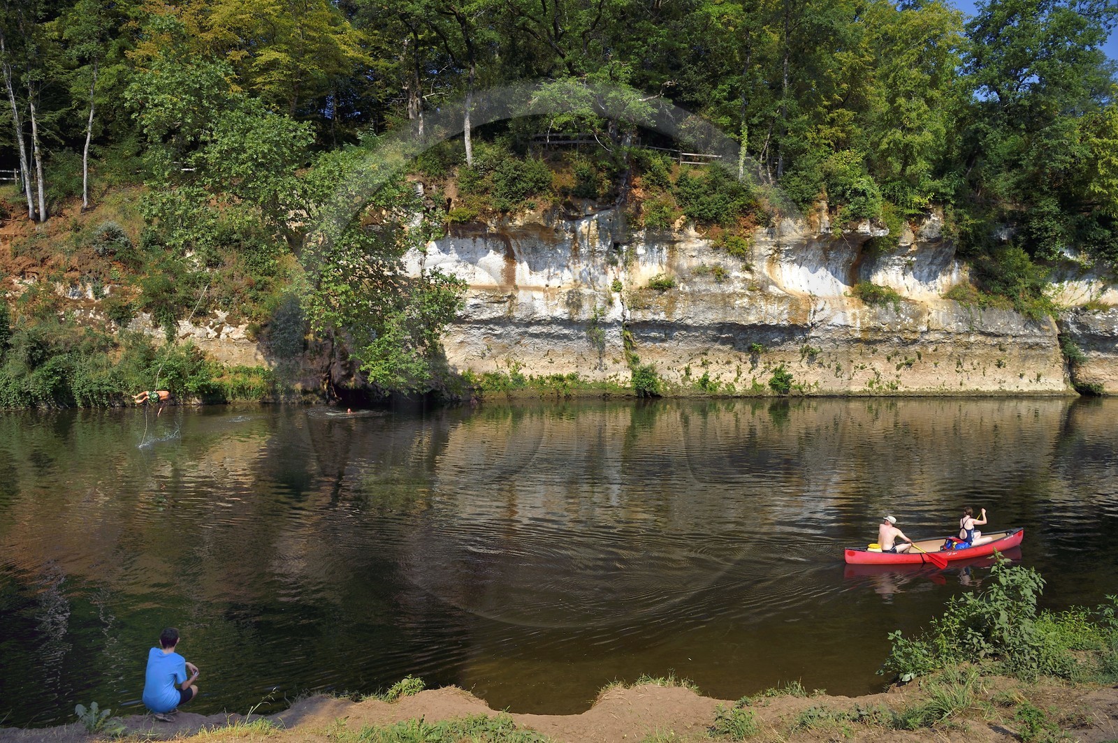 France, Dordogne (24), Périgord Noir, vallée de la Vézère, Saint-Léon-sur-Vézère, labellisé Les Plus Beaux Villages de France, les rives de la Vézère