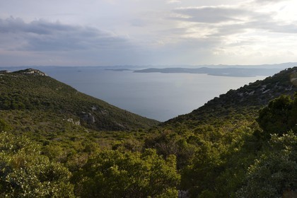 Croatia, Dalmatia, Dalmatian Coast, Ugljan Island, Preko area, view from the ruins of the castle Saint Michel