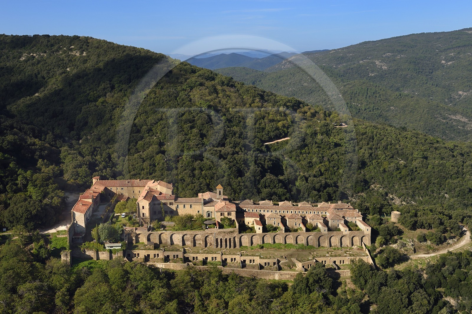 France, Var, Massif des Maures, Collobrieres, chartreuse de la Verne (aerial view)