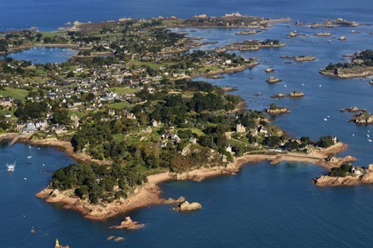 France, Cotes-d'Armor, Brehat island, Port-Clos (aerial view)