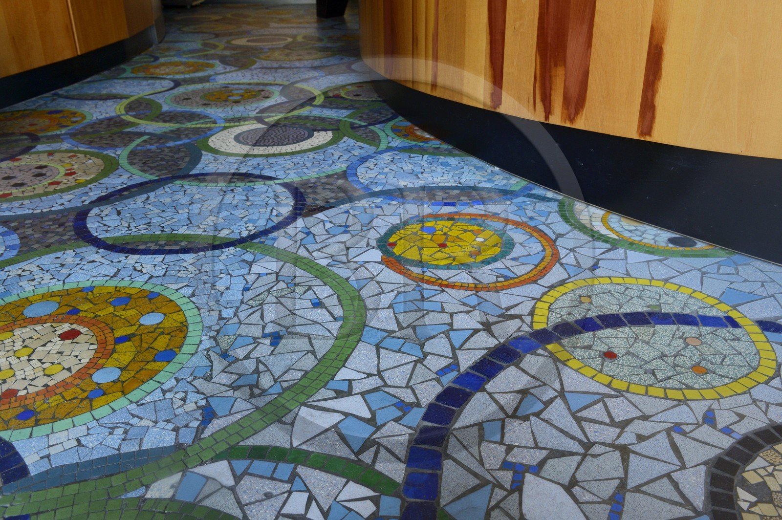 France, Ille-et-Vilaine (35), Rennes, sol du magasin Hélène Fleurs (aujourd'hui patisserie Le Daniel) place de la mairie, réalisé par Isidore Odorico