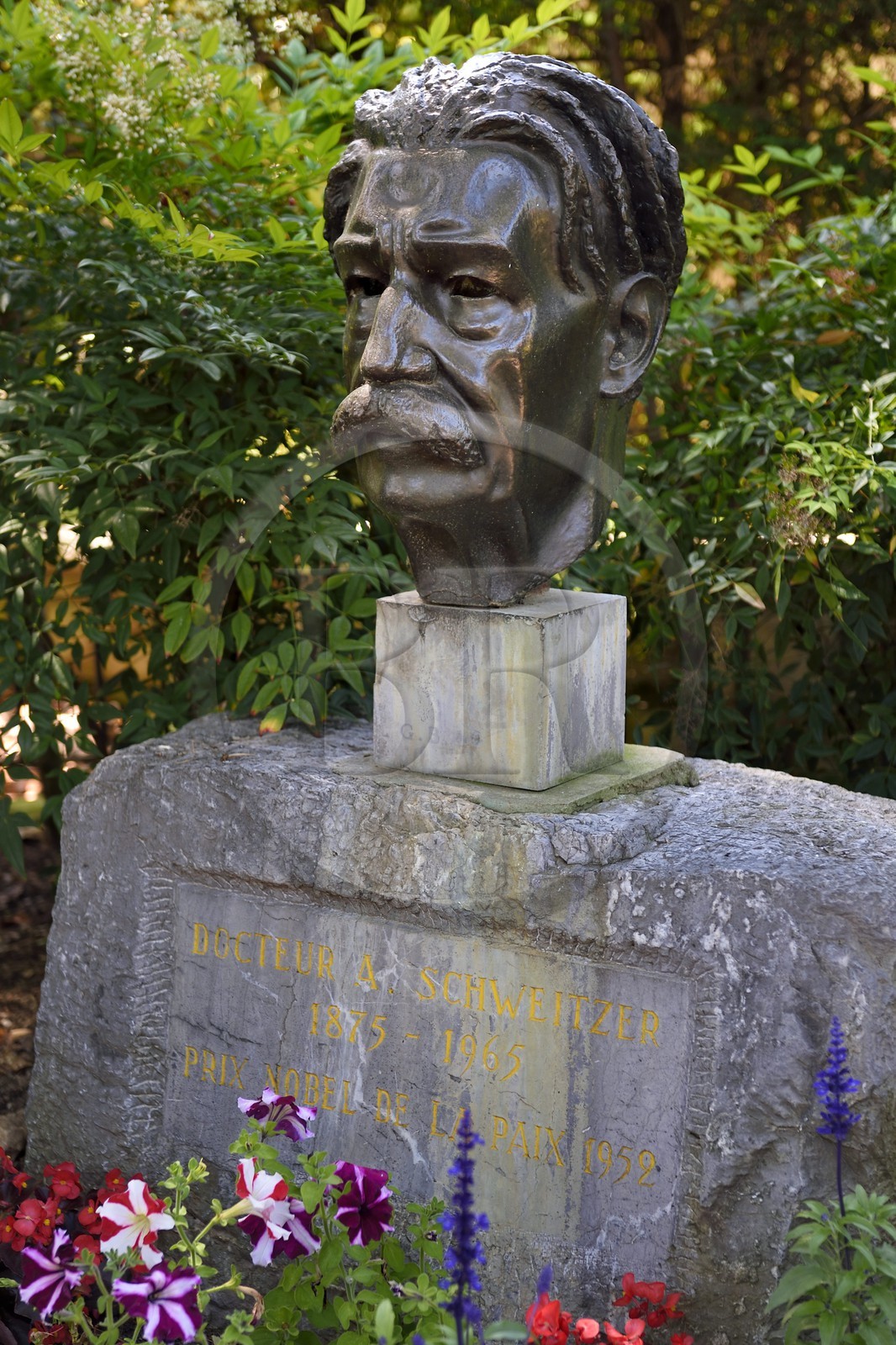 Principauté de Monaco, Monaco, le Rocher, buste du Docteur Albert Schweitzer