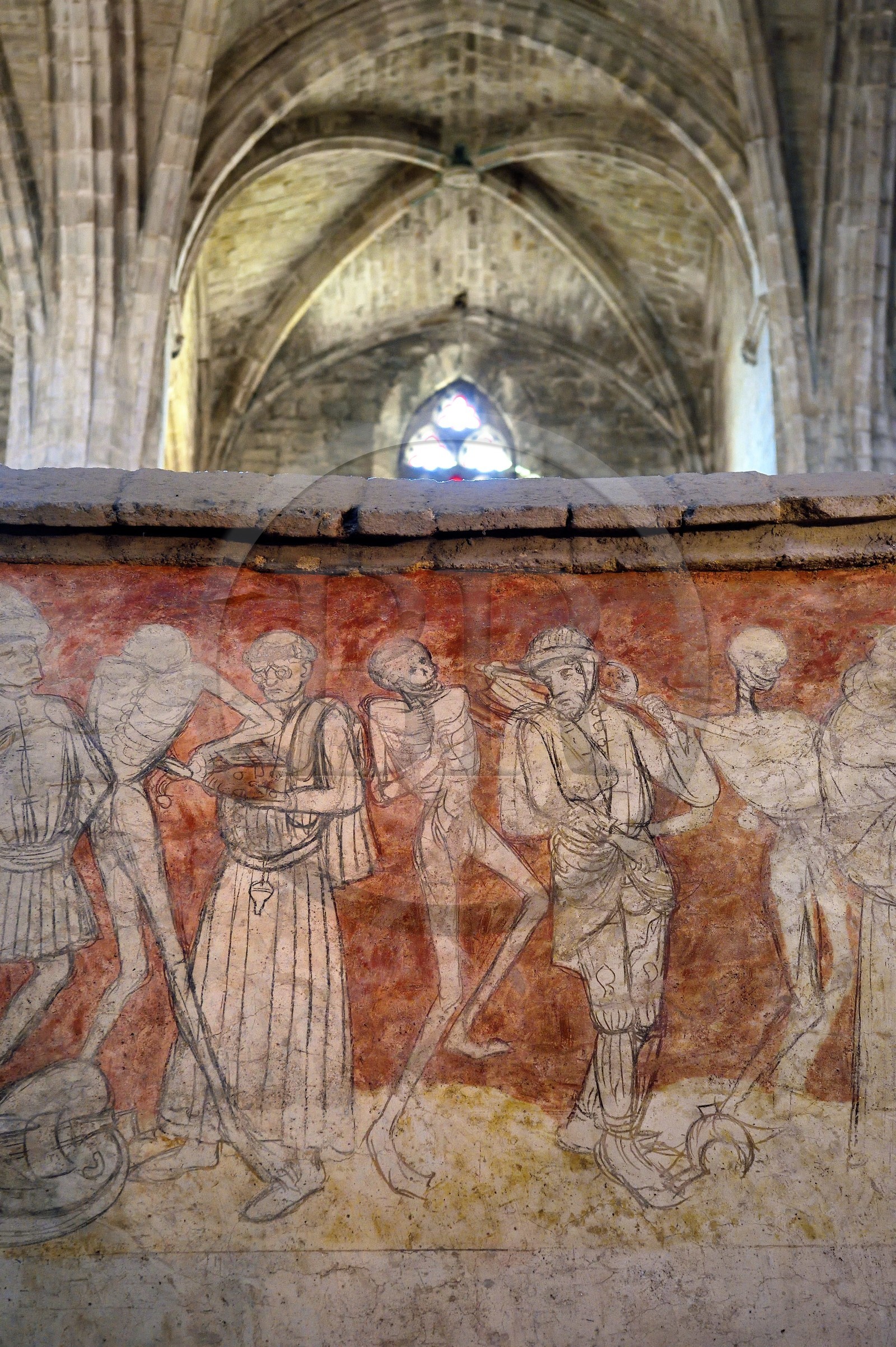 France, Haute-Loire (43), Parc naturel régional Livradois-Forez, abbaye de La Chaise-Dieu, l'église abbatiale Saint-Robert, la Danse Macabre, fresque du XVème siècle