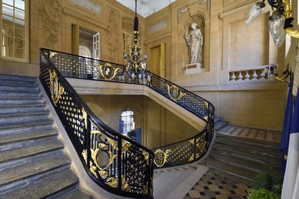 France, Moselle, Metz, the city hall, statue representing Prudence that adorns the monumental staircase