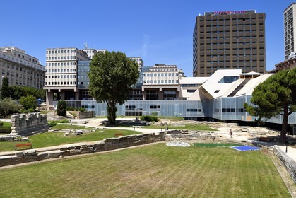 France, Bouches-du-Rhône (13), Marseille, quartier Belsunce, Centre Bourse, le musée d'histoire de Marseille, vestiges du port et du quai antique (vestiges grecs)
