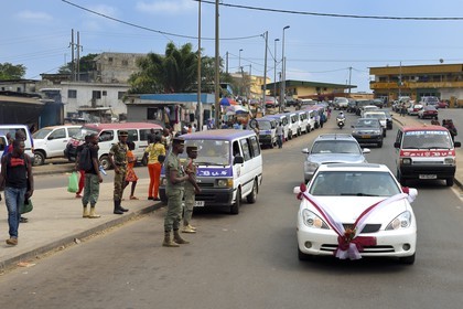 Gabon, Libreville, control of police on the Route National 1 (state highway)