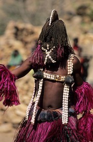 Mali, Dogon Country, Bandiagara Cliff listed as World Heritage by UNESCO, Tereli Dama (end of mourning) Ambeguélé, stilt or turtledove mask
