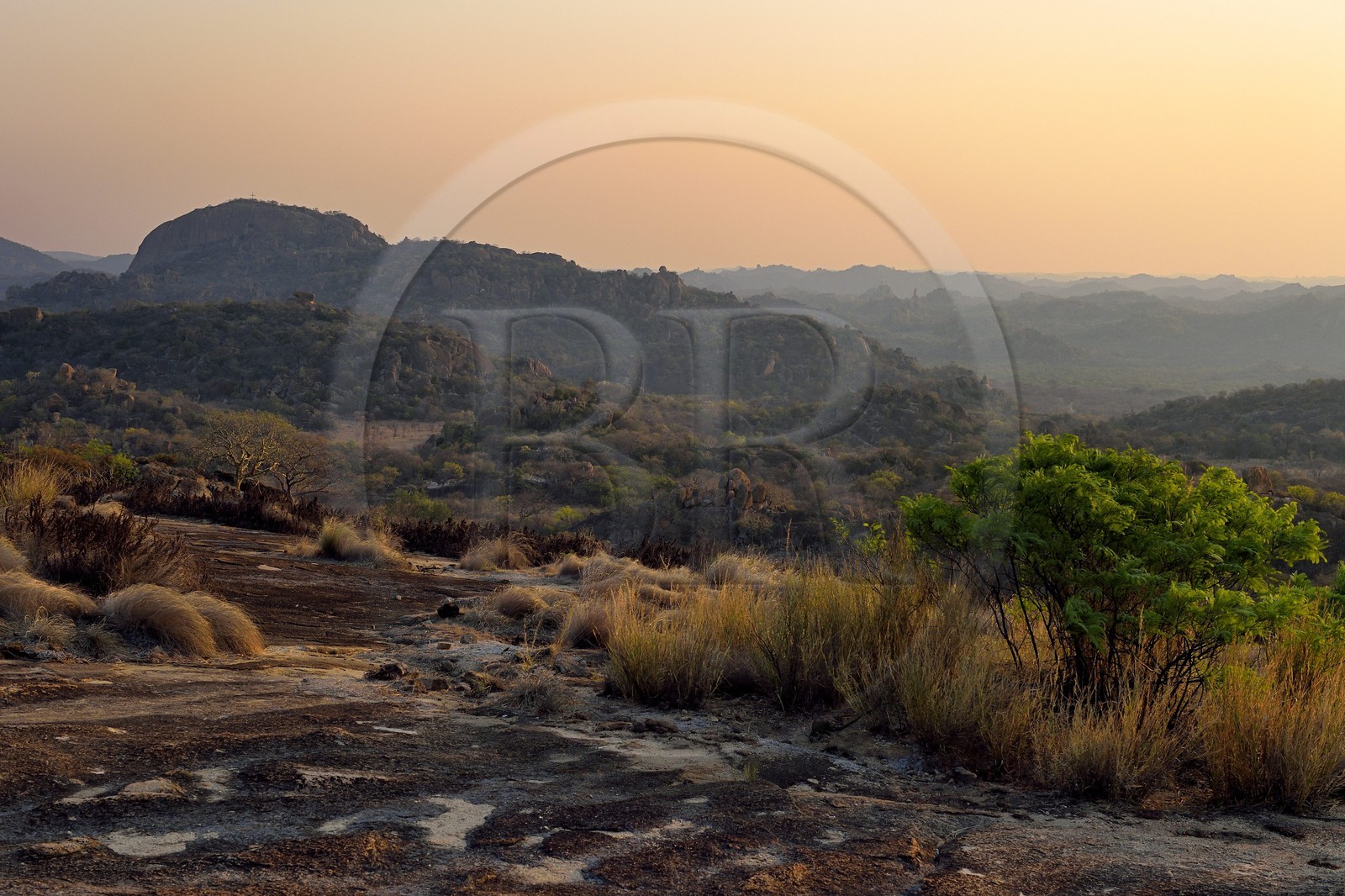 Zimbabwe, Matabeleland South Province, Matobo or Matopos Hills National Park, listed as World Heritage by UNESCO, rock formation on Malindidzimu hill (house of the goodwill spirits) at the summit of View of the World where Cecil Rhodes is buried