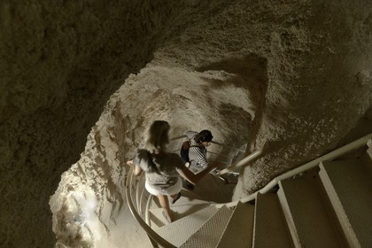 Israel, West Bank, Herodium or Herodion is a volcano-like hill with a truncated cone with a a fortress and palace build by Herod the Great (Herodion National Park), tunnels from the time of Bar-Kokhba