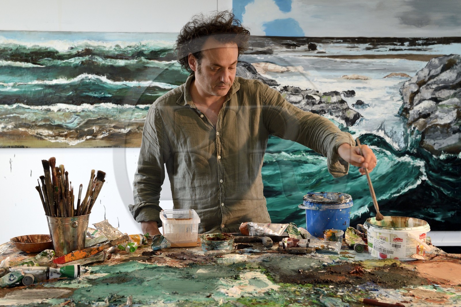 France, atelier de Fred Kleinberg au sein de l'entreprise Manutant