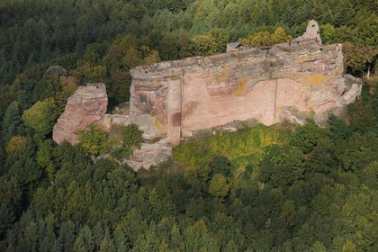 France, Bas Rhin, Lembach, Fleckenstein Castle (aerial view)