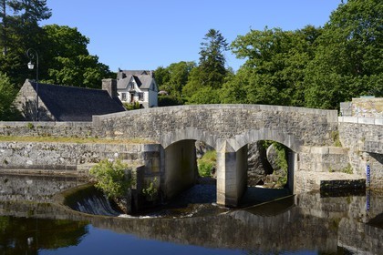France, Finistere, Parc Naturel Regional d'Armorique (Armorique Natural Regional Park), Huelgoat, entrance of the granitic chaos of the Huelgoat forest, the Argent river