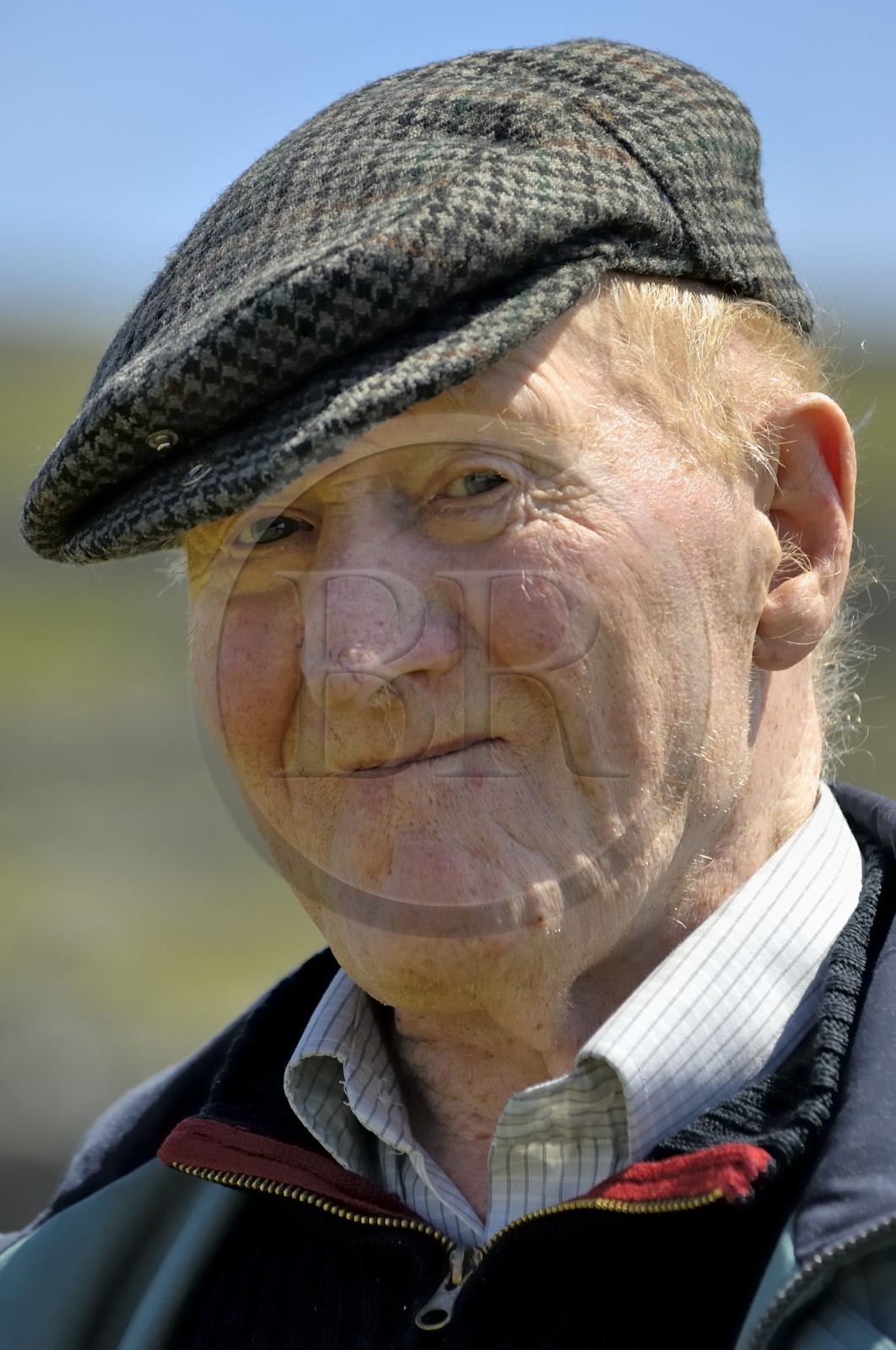 Irlande, Comté de Galway, Aran Islands, Inishmore, vieil homme d'Aran