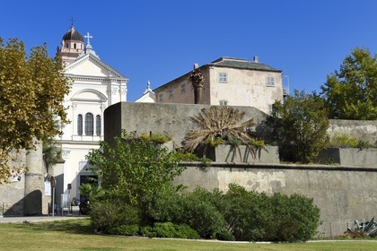 France, Haute Corse, Bastia, the Citadel district of Terra Nova, the former St. Mary's Cathedral in the background