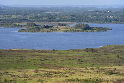 France, Finistère (29), parc naturel régional d'Armorique, Monts d'Arrée, Brasparts, le réservoir de Saint-Michel bordé par le marais du Yeun-Elez