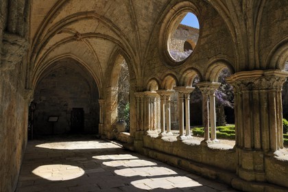 France, Aude, Fonfroide cistercian Abbey, the cloister