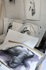 France, Ivry sur Seine, the artist Ernest Pignon-Ernest in his studio