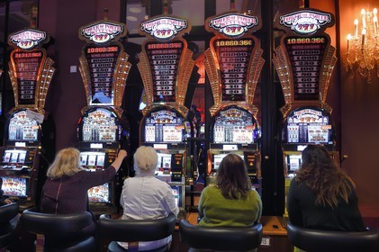 France, Calvados, Pays d'Auge, Deauville, Casino Barriere de Deauville), slot machine or one-armed bandit