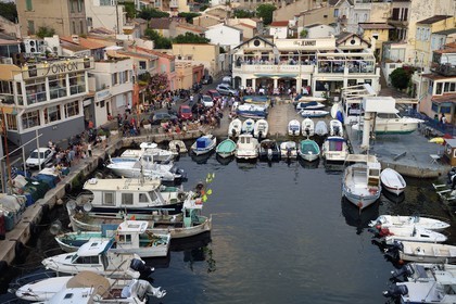 France, Bouches-du-Rhône (13), Marseille, quartier d'Endoume, le Vallon des Auffes, restaurants Chez Fonfon et Chez Jeannot