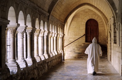 France, Drome, Montjoyer, Notre Dame d'Aiguebelle cistercian abbey, cloister