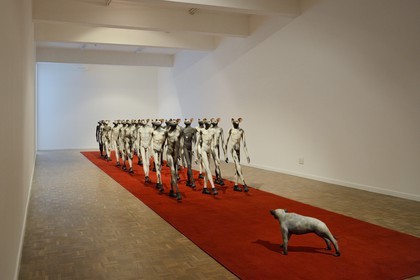 South Africa, Gauteng Province, Johannesburg, Braamfontein district, Stevenson contemporary art gallery, Infantry with beast (2008-10) artwork by south-african artist Jane Alexander