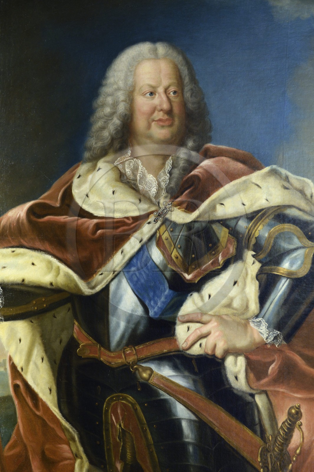 France, Meurthe-et-Moselle (54), Nancy, le Palais Ducal (Palais des Ducs de Lorraine) abrite le Musée historique lorrain, Portrait de Stanislas Leszczinski, roi de Pologne et dernier duc de Lorraine au XVIIIe siècle, par Jean Girardet