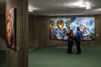 France, Paris, Place du Colonel Fabien, the Parti Communiste (French Communist Party) building by architect Oscar Niemeyer, opening of the Odyssey exhibition by artist Fred Kleinberg at Espace Niemeyer