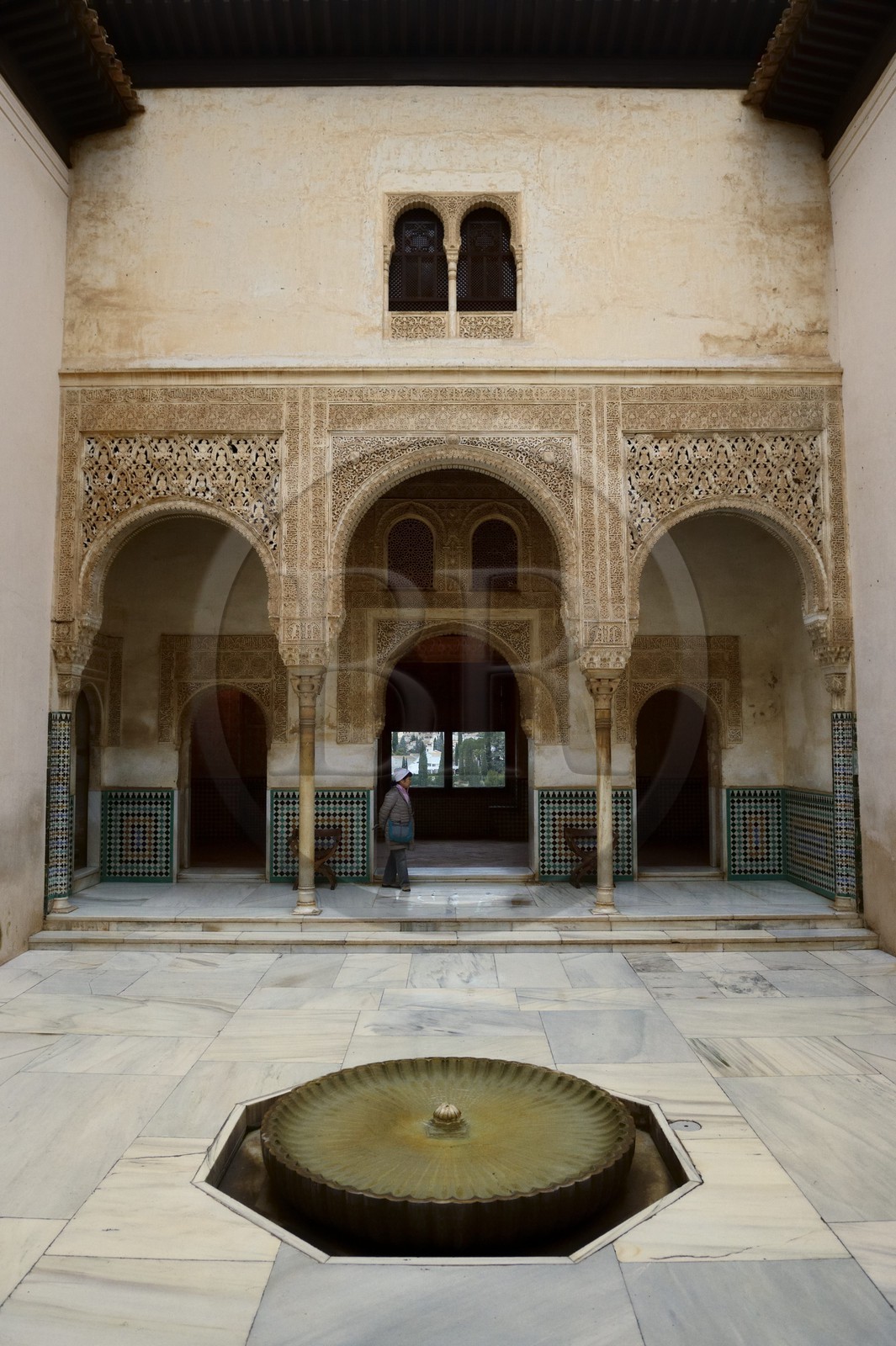 Espagne, Andalousie, Grenade, Palais nasrides de l'Alhambra, classé Patrimoine Mondial de l'UNESCO, Palais de Comares, Patio de la Chambre Dorée