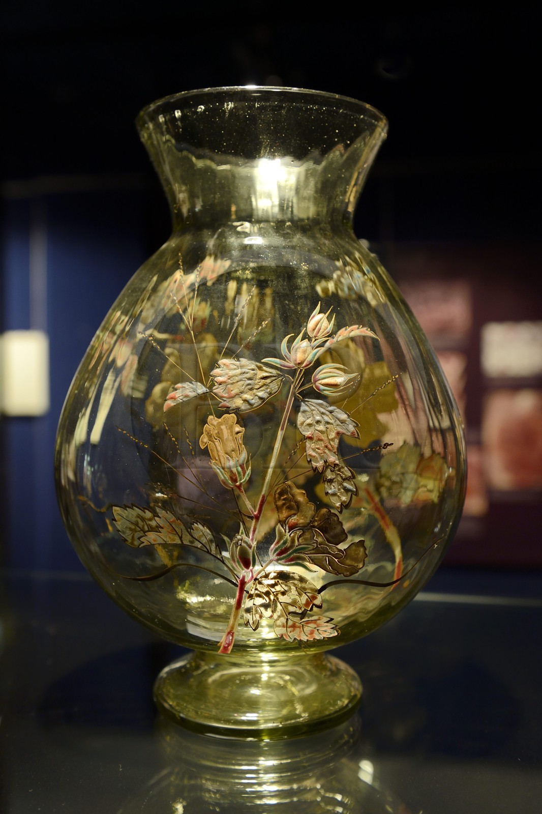 France, Moselle (57), Meisenthal, Site Verrier, musée du verre, vase au papillon de Émile Gallé France, Moselle (57), Meisenthal, Site Verrier, musée du verre, vase au papillon de Émile Gallé
