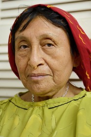 Panama, Panama City, workshop of the French fashion designer Helene Breebaart, indigenous peoples of the Americas Kuna (Cuna) woman