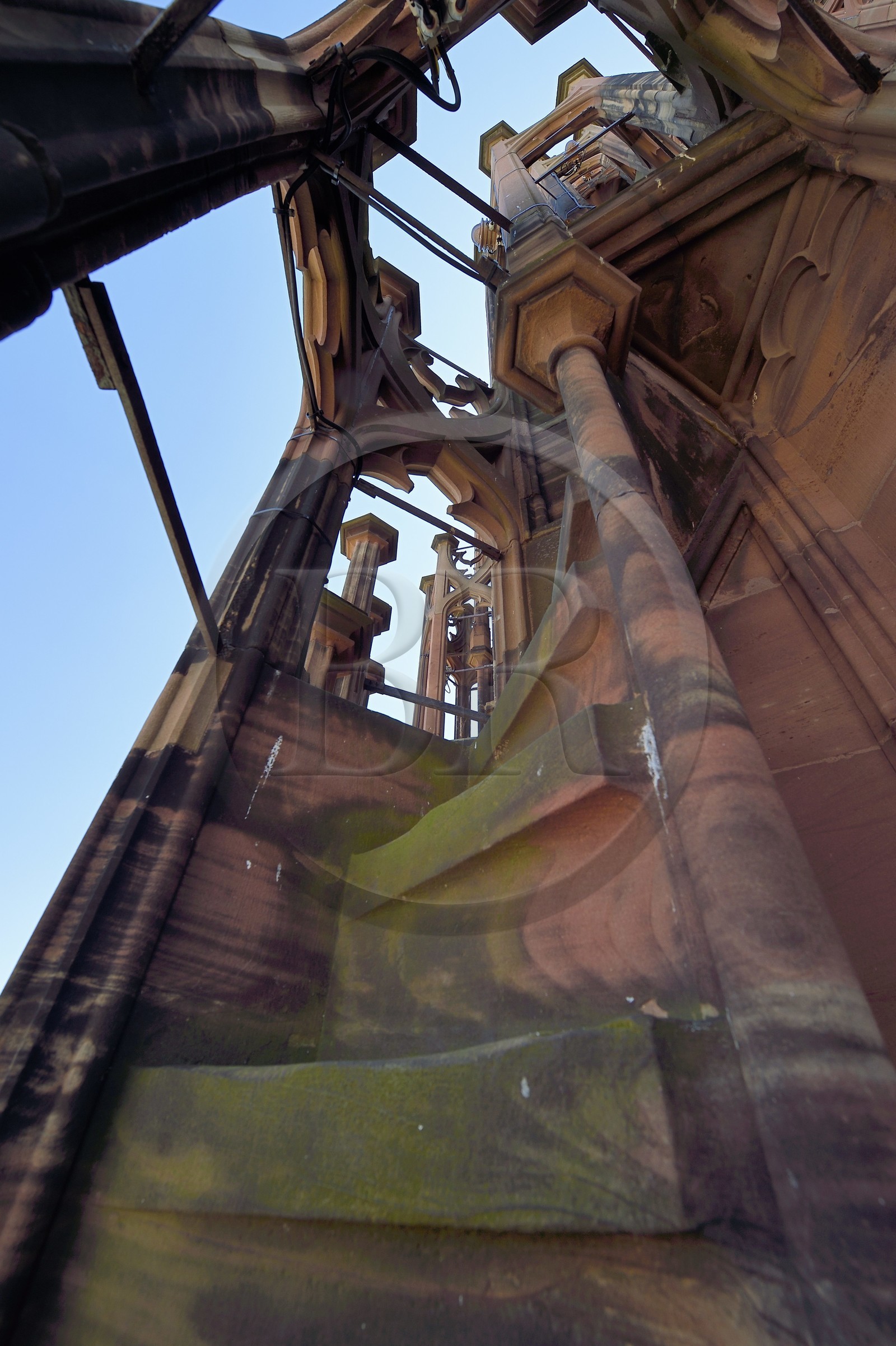 France, Bas Rhin, Strasbourg, old town listed as World Heritage by UNESCO, Notre Dame Cathedral, one of the eight very steep stairs that leads to the top of the spire