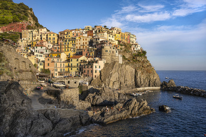 Italy, Liguria, Cinque Terre National Park listed as World Heritage by UNESCO, village of Manarola and its harbour