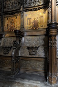 France, Seine Saint Denis, Saint Denis, the Saint Denis Basilica, carved wooden stalls