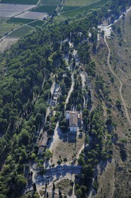 France, Herault, Nissan-lez-Enserune, the Oppidum d'Enserune is an ancient hill-town between the sixth century BC and first century AD (aerial view)