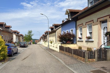 France, Moselle, Petite Rosselle, employees' house (1890-1900) rue Laigneaux in the Wendel South neighborhood