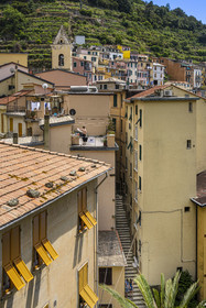 Italie, Ligurie, Cinque Terre, parc national des Cinque Terre classé Patrimoine Mondial de l'UNESCO, village de Manarola