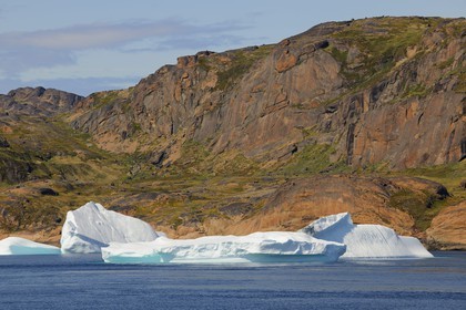 Groenland, fjord de Nanortalik au sud du pays, icebergs