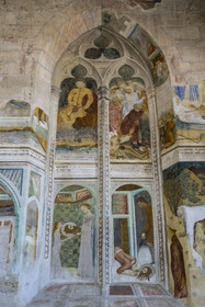 France (30), Gard, Villeneuve-lès-Avignon, la Chartreuse Notre-Dame-du-Val-de-Bénédiction, la chapelle des fresques réalisées par Matteo Giovannetti attenante au Grand Tinel, scènes de la vie de Jean-Baptiste