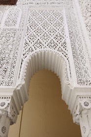 Morocco, Oriental Region, Oujda, medina, Marinid Medersa, 14th century Koranic School, carved stucco