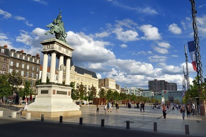 France, Puy de Dome, Clermont Ferrand, the Jaude square and Vercingetorix statue by Bartholdi